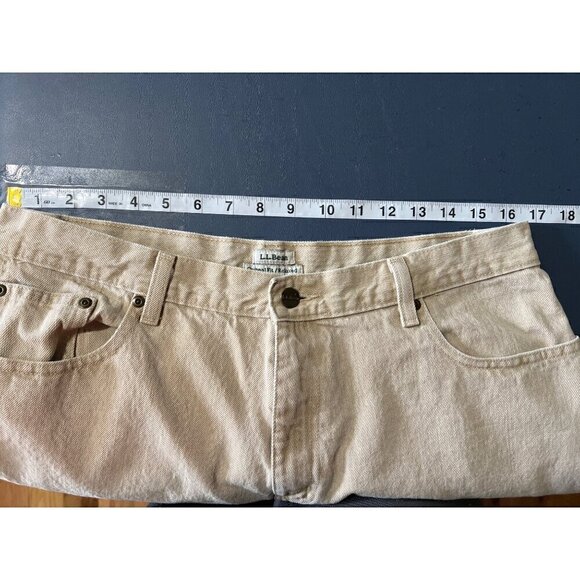 L.L. Bean Womens Tan Jeans Sz 16 Petite Orginal Fit / Relaxed Denim Plus Size - Picture 4 of 7